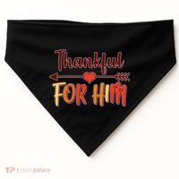 Thankful For Him Matching Thanksgiving USA-Made Doggie Bandana thumb 0