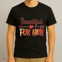 Thankful For Him Matching Thanksgiving T-Shirt thumb 3