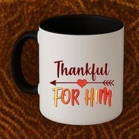Thankful For Him Matching Thanksgiving Coffee Mug thumb 2