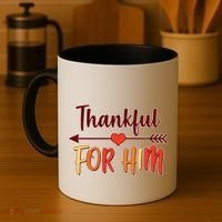 Thankful For Him Matching Thanksgiving Coffee Mug thumb 4