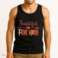 Thankful For Him Matching Thanksgiving Tank Top thumb 3