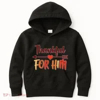Thankful For Him Matching Thanksgiving Kids Hoodie thumb 0