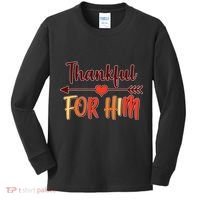 Thankful For Him Matching Thanksgiving Kids Long Sleeve Shirt thumb 0