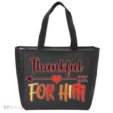 Thankful For Him Matching Thanksgiving Tote Bag