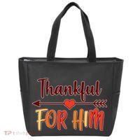 Thankful For Him Matching Thanksgiving Tote Bag thumb 0