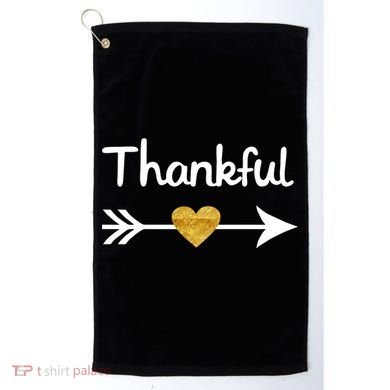 Thankful Golden Heart Golf Towel