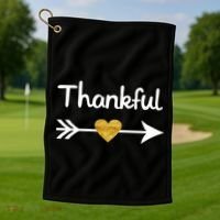 Thankful Golden Heart Golf Towel thumb 1