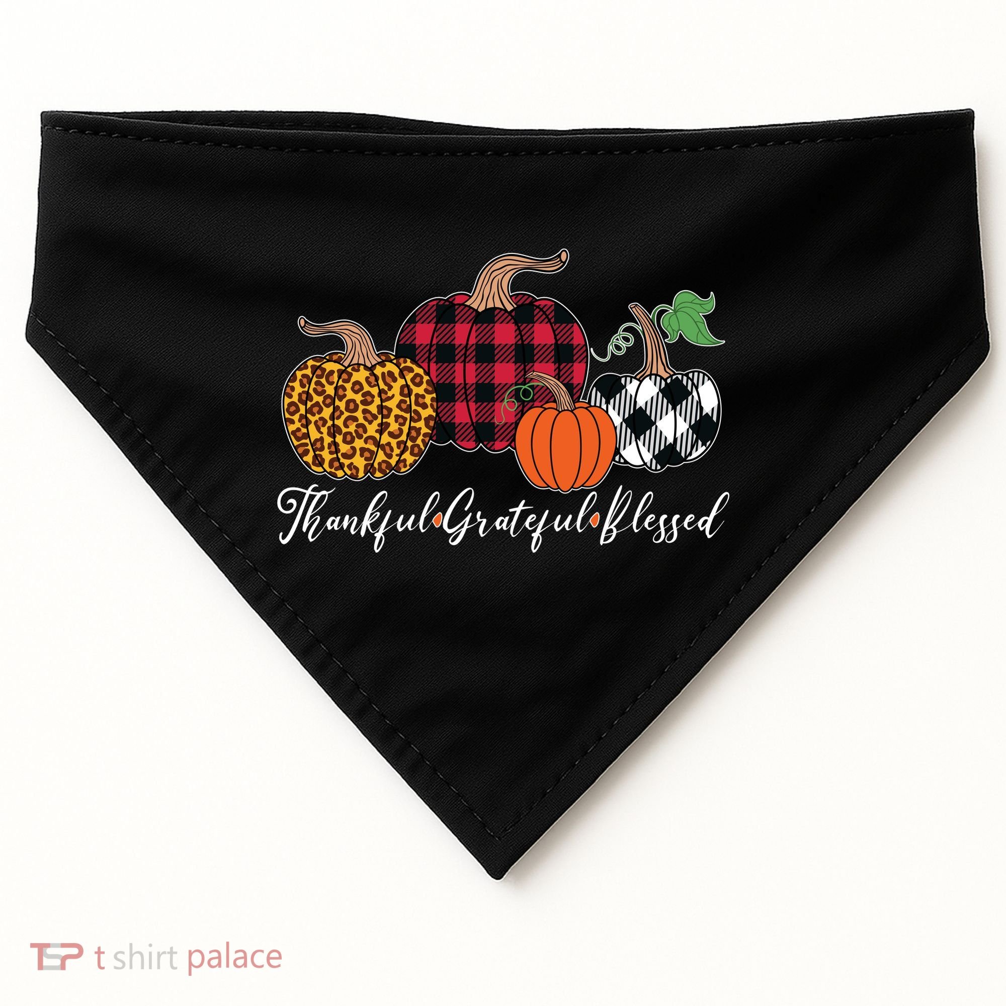 Thankful Grateful Blessed Fashion Buffalo Plaid Leopard USA-Made Doggie Bandana