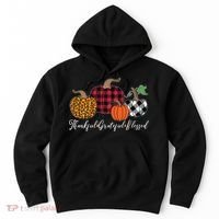 Thankful Grateful Blessed Fashion Buffalo Plaid Leopard Hoodie thumb 0