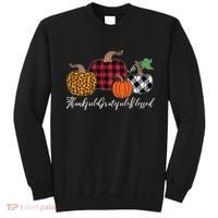 Thankful Grateful Blessed Fashion Buffalo Plaid Leopard Sweatshirt thumb 0