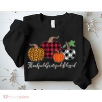 Thankful Grateful Blessed Fashion Buffalo Plaid Leopard Sweatshirt thumb 2