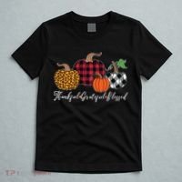 Thankful Grateful Blessed Fashion Buffalo Plaid Leopard T-Shirt thumb 5