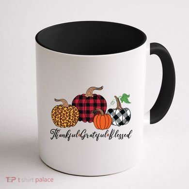 Thankful Grateful Blessed Fashion Buffalo Plaid Leopard Coffee Mug back