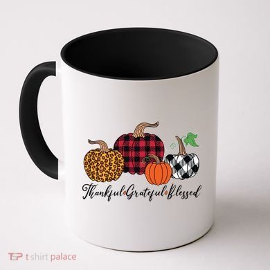 Thankful Grateful Blessed Fashion Buffalo Plaid Leopard Coffee Mug