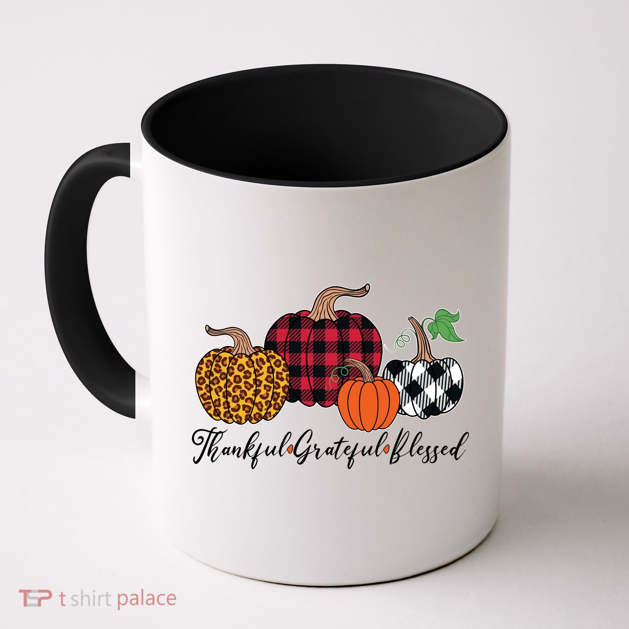 Thankful Grateful Blessed Fashion Buffalo Plaid Leopard Coffee Mug