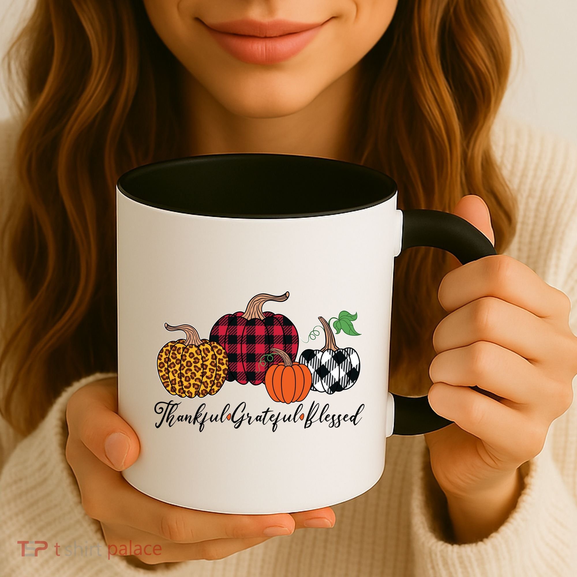 Thankful Grateful Blessed Fashion Buffalo Plaid Leopard Coffee Mug