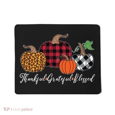 Thankful Grateful Blessed Fashion Buffalo Plaid Leopard Mousepad