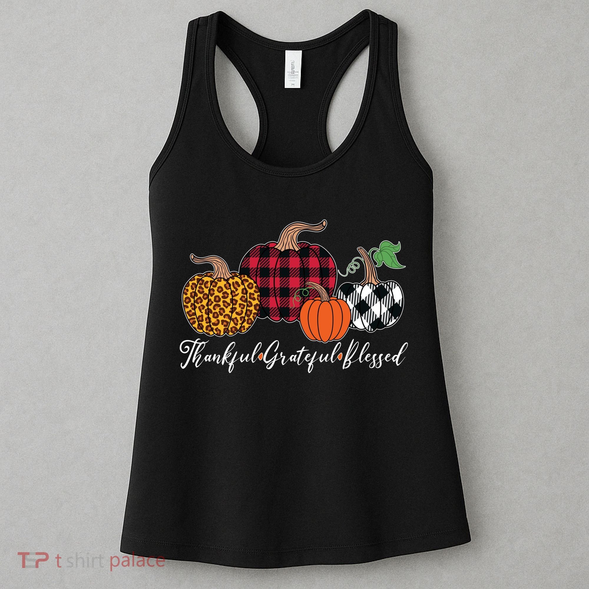 Thankful Grateful Blessed Fashion Buffalo Plaid Leopard Women's Tank Top