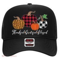 Thankful Grateful Blessed Fashion Buffalo Plaid Leopard Hat thumb 0