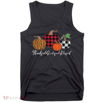 Thankful Grateful Blessed Fashion Buffalo Plaid Leopard Tank Top