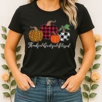 Thankful Grateful Blessed Fashion Buffalo Plaid Leopard Women's T-Shirt thumb 2