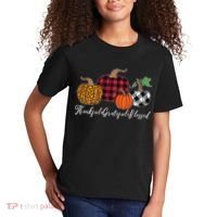Thankful Grateful Blessed Fashion Buffalo Plaid Leopard Kids T-Shirt thumb 2