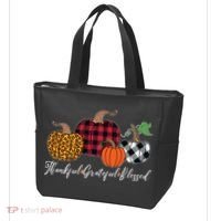 Thankful Grateful Blessed Fashion Buffalo Plaid Leopard Tote Bag thumb 3