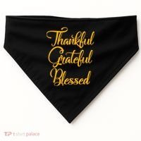 Thankful Grateful Blessed Gold Thanksgiving Logo USA-Made Doggie Bandana thumb 0
