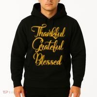 Thankful Grateful Blessed Gold Thanksgiving Logo Hoodie thumb 2
