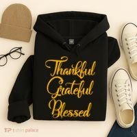 Thankful Grateful Blessed Gold Thanksgiving Logo Hoodie thumb 4