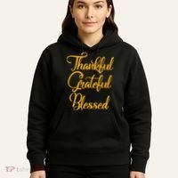 Thankful Grateful Blessed Gold Thanksgiving Logo Hoodie thumb 5