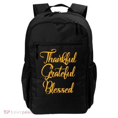 Thankful Grateful Blessed Gold Thanksgiving Logo Backpack
