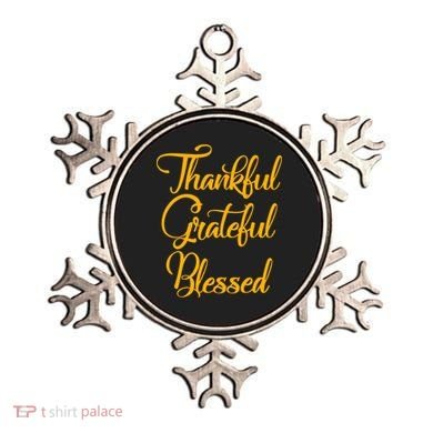 Thankful Grateful Blessed Gold Thanksgiving Logo Ornament