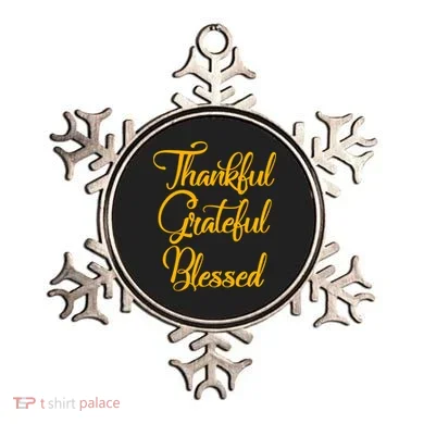 Thankful Grateful Blessed Gold Thanksgiving Logo Ornament