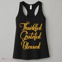 Thankful Grateful Blessed Gold Thanksgiving Logo Women's Tank Top thumb 3