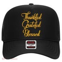 Thankful Grateful Blessed Gold Thanksgiving Logo Hat thumb 0