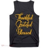Thankful Grateful Blessed Gold Thanksgiving Logo Tank Top thumb 0
