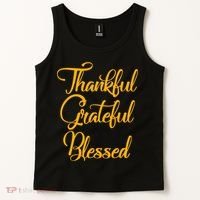 Thankful Grateful Blessed Gold Thanksgiving Logo Tank Top thumb 2
