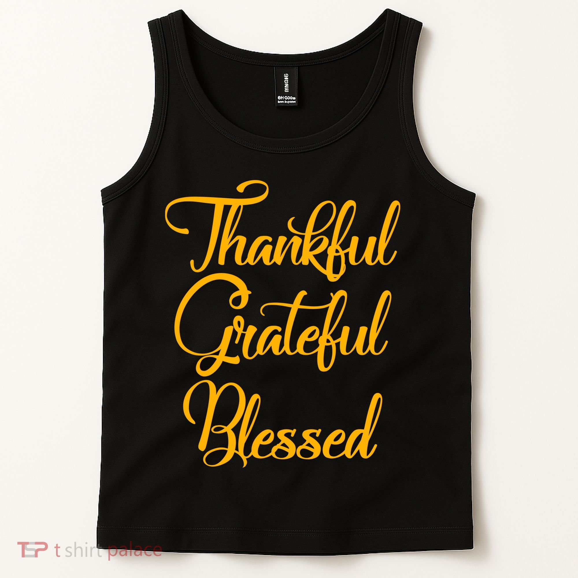 Thankful Grateful Blessed Gold Thanksgiving Logo Tank Top