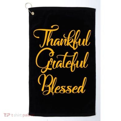Thankful Grateful Blessed Gold Thanksgiving Logo Golf Towel