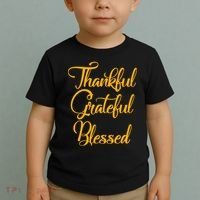 Thankful Grateful Blessed Gold Thanksgiving Logo Toddler T-Shirt thumb 2