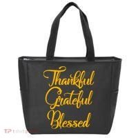 Thankful Grateful Blessed Gold Thanksgiving Logo Tote Bag thumb 0
