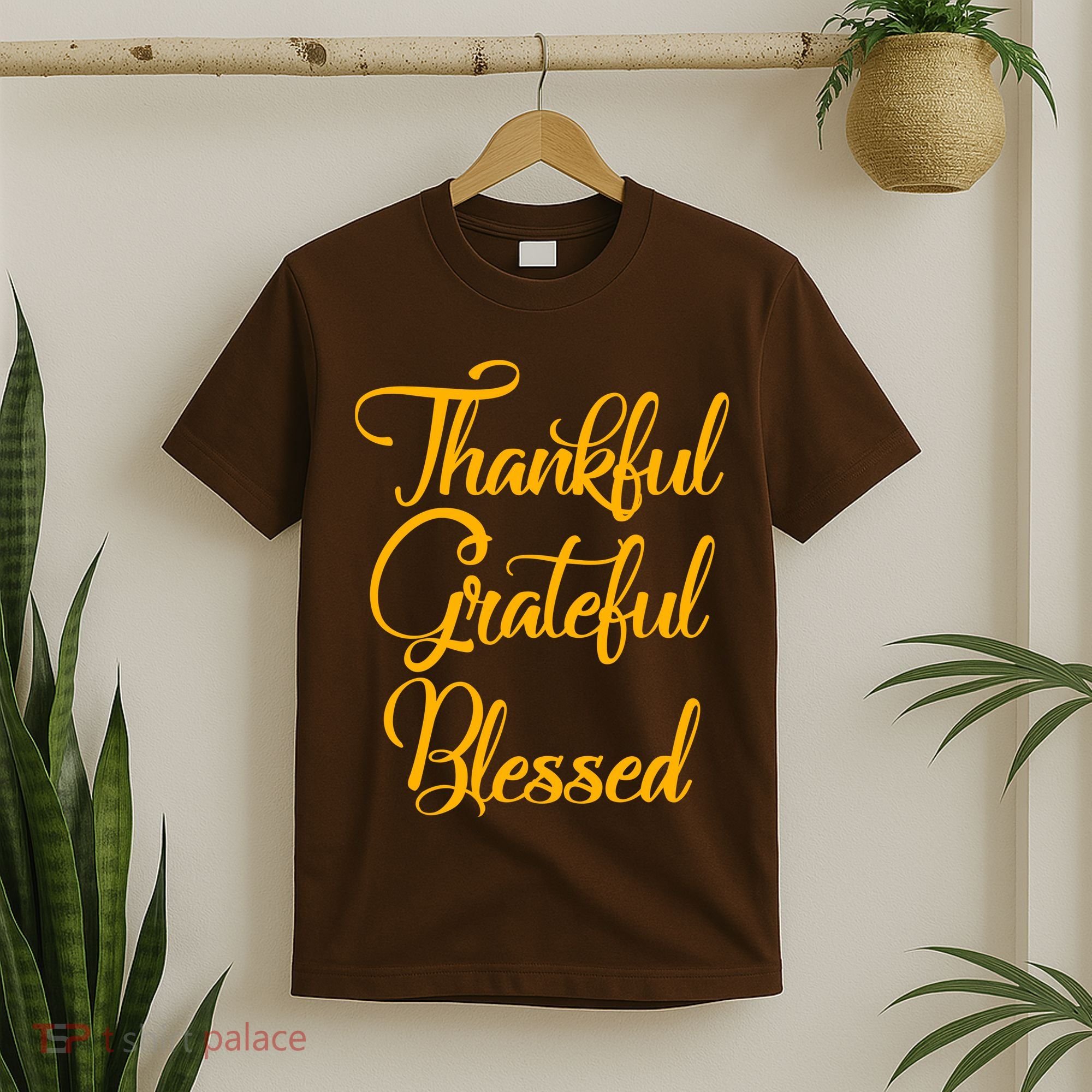 Thankful Grateful Blessed Gold Thanksgiving Logo T-Shirt