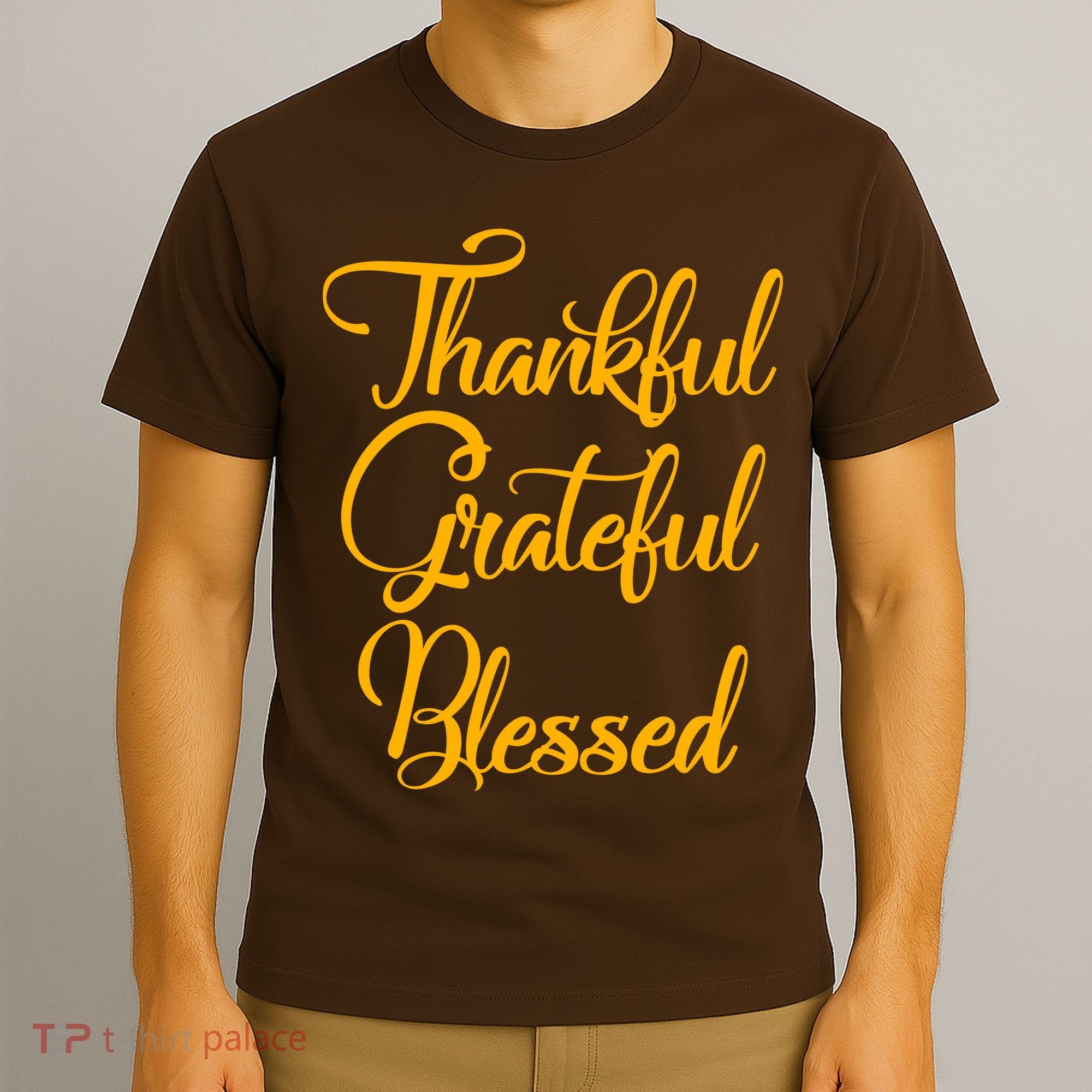 Thankful Grateful Blessed Gold Thanksgiving Logo T-Shirt