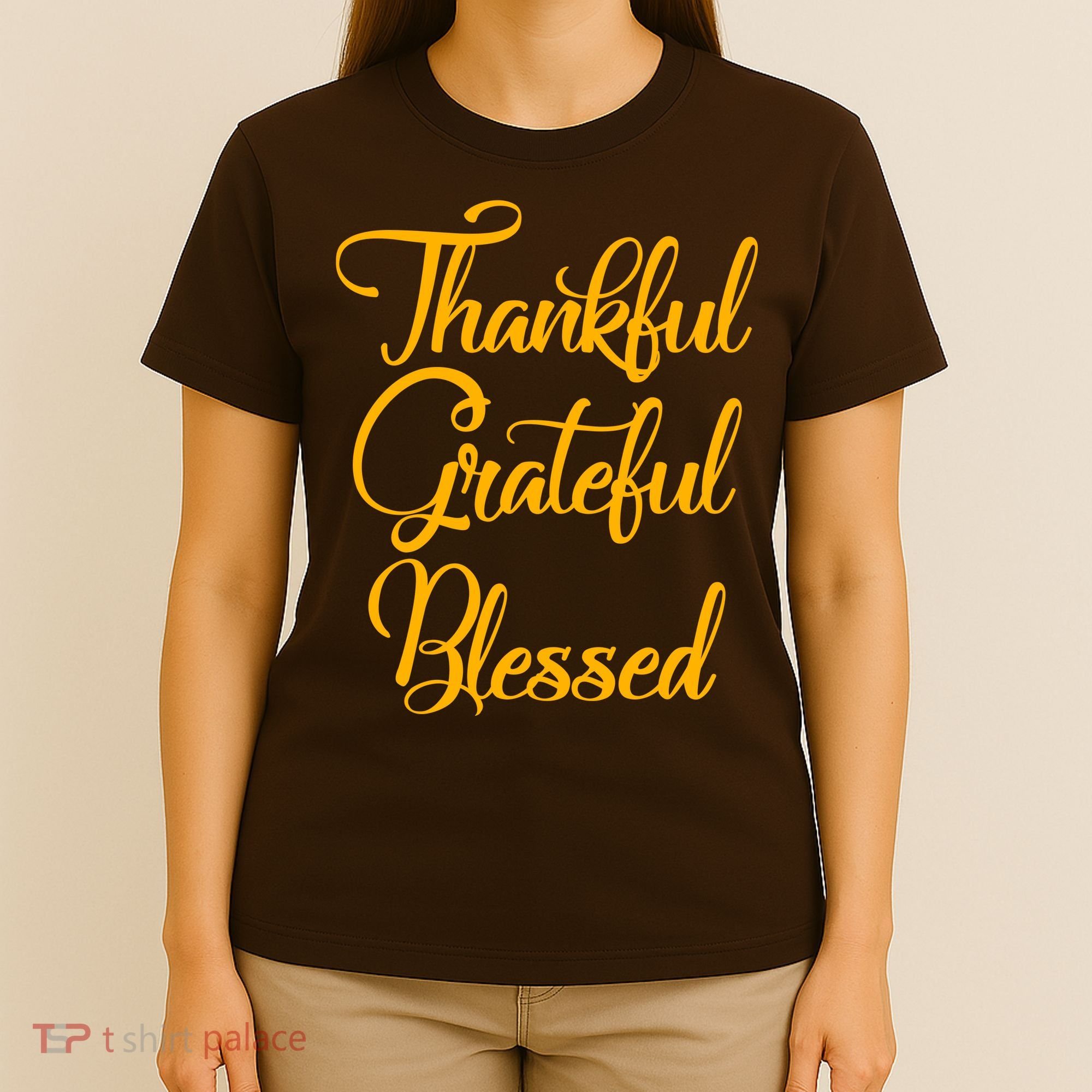 Thankful Grateful Blessed Gold Thanksgiving Logo T-Shirt