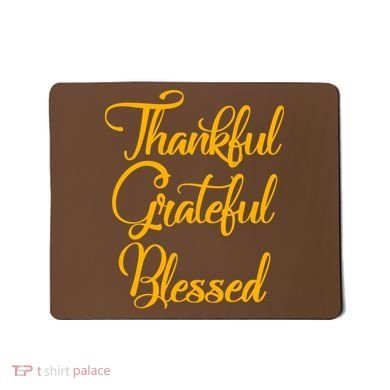 Thankful Grateful Blessed Gold Thanksgiving Logo Mousepad