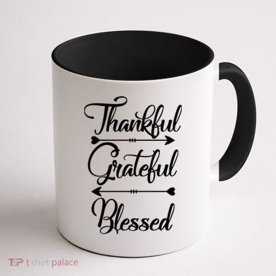 Thankful Grateful Blessed Thanksgiving Day Coffee Mug back