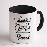 Thankful Grateful Blessed Thanksgiving Day Coffee Mug thumb 1