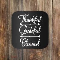 Thankful Grateful Blessed Thanksgiving Day Coaster thumb 0