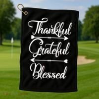 Thankful Grateful Blessed Thanksgiving Day Golf Towel thumb 1